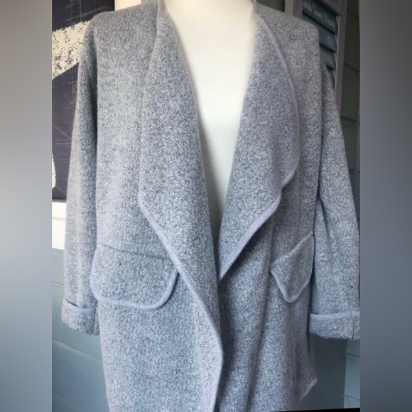 Grey Warm long sleeve open front sweater or sweater coat, size XL GUC - Picture 2 of 13